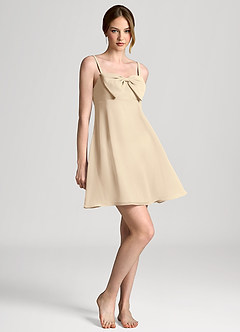 front Minivestido lencero de gasa con lazo