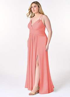 Azazie Farren Brautjungfernkleider Wandelbar A-Linie Plissee Chiffon Kleid Koralle image12