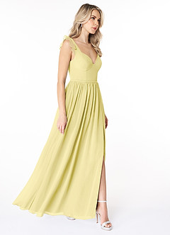 Azazie Stassie Bridesmaid Dresses Lemon Sorbet A-Line Sweetheart Ruched Chiffon Dress image4