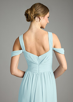 Azazie Lianne Bridesmaid Dresses Sea Glass A-Line Off the Shoulder Chiffon Dress image6