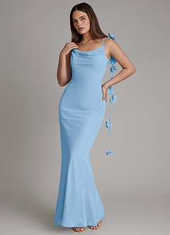 Azazie Kalico Bridesmaid Dresses Powder Blue Mermaid Pleated Chiffon Dress image6