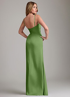 Azazie Danelle Final Sale Agave Sheath Pleated Stretch Satin Dress image2