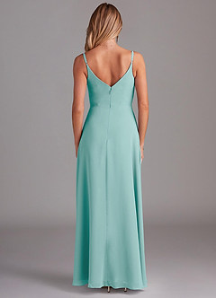 Azazie Daenerys Bridesmaid Dresses Aqua A-Line Cowl Chiffon Dress image2
