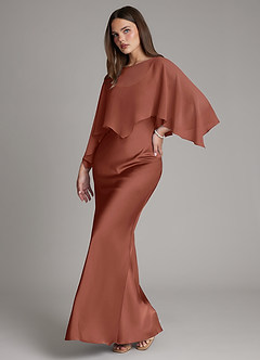 Azazie Ambra Bridesmaid Dresses Auburn Mermaid Pleated Stretch Satin Dress image5