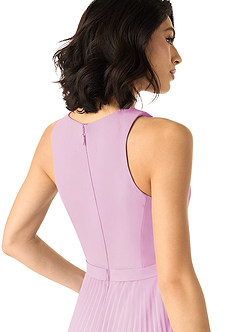 Azazie Lindie Bridesmaid Dresses Candy Pink A-Line Scoop Pleated Chiffon Dress image5
