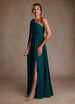 Azazie Lancaster Abiti per la Madre della Sposa Abito A-Line in Chiffon Monospalla Pino image5