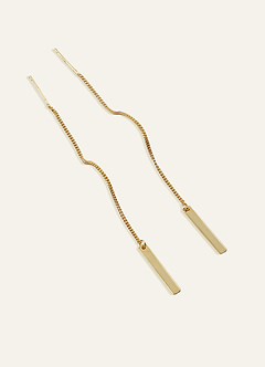 front Pendientes de cadena con brillo dorado