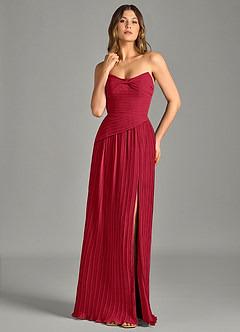Azazie Becka Bridesmaid Dresses Scarlet A-Line Strapless Chiffon Dress image1
