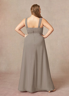 Azazie Weisz Mother of the Bride Dresses Taupe A-Line Square Neckline Pleated Chiffon Dress image12