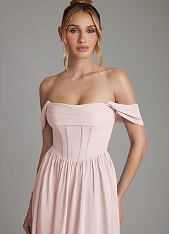 Azazie Caterina Bridesmaid Dresses Blushing Pink A-Line Corset Chiffon Dress image8