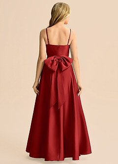 Azazie Rumi Junior Linia A Pofałdowany Satyna elastyczna Długość podłogi Młodsza druhna Sukienka image2