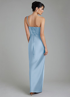 Azazie Sabrina Bridesmaid Dresses Powder Blue Mermaid Corset Stretch Satin Dress image3