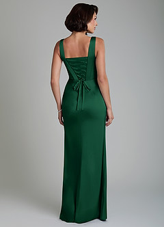 Azazie Amora Brautjungfernkleider Meerjungfrau-Linie Korsett Stretch-Satin Kleid Dunkelgrün image2