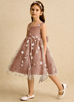 Azazie Bean Flower Girl Dresses Bronzer Ball-Gown Sleeveless Tulle Dress image5