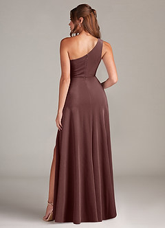 Azazie Brooke Bridesmaid Dresses Espresso A-Line One Shoulder Velvet Dress image5