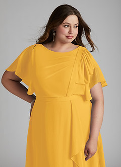 Azazie Aaliyah Modest Bridesmaid Dresses A-Line Scoop Pleated Chiffon Floor-Length Dress image11