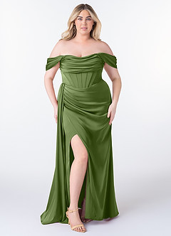 Azazie Amyra Bridesmaid Dresses Juniper Sheath Off the Shoulder Stretch Satin Convertible Dress image9