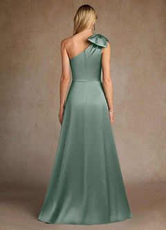 Azazie Easton 신부의 어머니 드레스 A라인 한쪽 어깨 스트레치 새틴 플로어 길이 드레스 image3