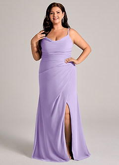 Azazie Deandra Brudtärnklänningar Klä av Sjöjungfru i Chiffong Plisserad Lila image7