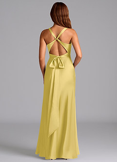 Azazie Hati Bridesmaid Dresses Canary Mermaid Stretch Satin Dress image7