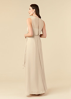 Azazie Marchioness Abiti per la Madre della Sposa Abito A-Line in Chiffon con Scollo a U a Pieghe Champagne image4