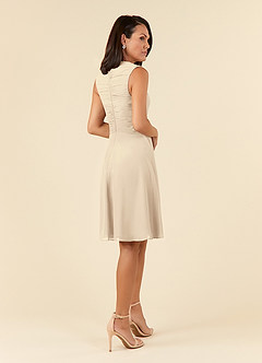 Azazie Theron Mother of the Bride Dresses Champagne A-Line V-Neck Pleated Chiffon Dress image8