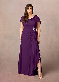 Azazie Mary vestidos de madre de la novia Vestido de Uva de Gasa de Corte En A con Corte Lateral image6