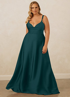 Christian Siriano Bridal for Azazie 1001 Bridesmaid Dresses Pine A-Line Sweetheart Neckline Stretch Satin Dress image11