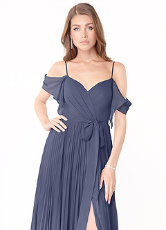 Azazie Lyney Jurken voor bruidsmeisjes Jurk van Chiffon met A-Lijn Off the Shoulder Stormachtig image6