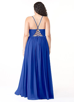 Azazie Aaida Bridesmaid Dresses Royal Blue A-Line Corset Chiffon Dress image8