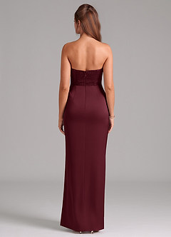 Azazie Jamie Bridesmaid Dresses Cabernet A-Line Strapless Stretch Satin Convertible Dress image2