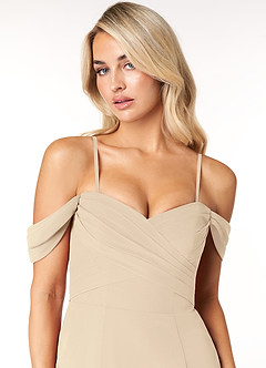 Azazie Joretta Bridesmaid Dresses Champagne A-Line Sweetheart Neckline Chiffon Convertible Dress image6