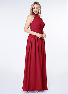 Azazie Iman Bridesmaid Dresses Scarlet A-Line A-Line Ruched Chiffon Dress image3