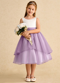 Azazie Rene Flower Girl Dresses Ivory Wisteria A-Line Bow Tulle Dress image3
