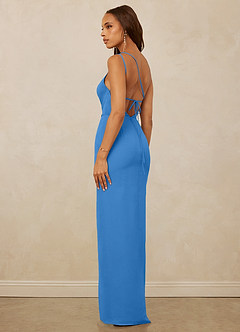 Christian Siriano Bridal for Azazie 1003 Bridesmaid Dresses Blue Jay Sheath One Shoulder Chiffon Dress image7