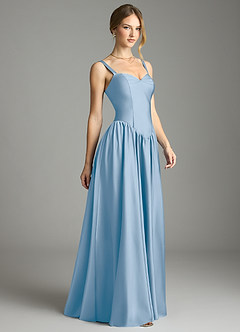 Azazie Evadina Suknie dla druhen Linia A Gorset Satyna elastyczna Do ziemi Sukienka image4