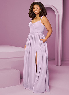 Barbie ♥ Azazie Robes de demoiselle d'honneur Robe Trapèze en Mousseline de soie Plissée Frostiges Flieder image10