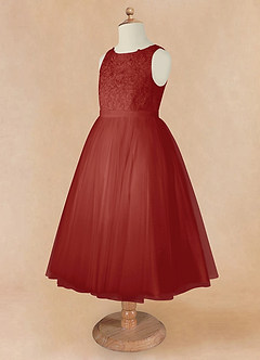 Azazie Calla Robe Demoiselle D'honneur Fillette Robe Princesse en Tulle Dentelle Terracotta image9