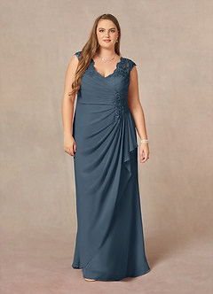 Azazie Gladys Mother of the Bride Dresses Neptune A-Line Queen Anne Lace Chiffon Dress image7