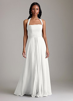 Azazie Clarisa Bridesmaid Dresses White A-Line Pleated Chiffon Dress image5