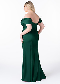 Azazie Amyra Bridesmaid Dresses Emerald Sheath Convertible Stretch Satin Dress image12