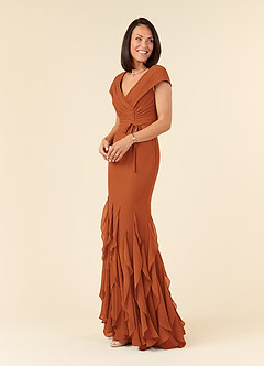 Azazie Bailora Vestidos para mãe da noiva Vestir Canela de Chiffon de sereia com Ruched image2