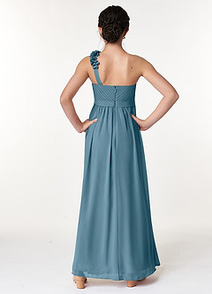 Azazie Flower Junior Bermuda A-Line Pleated Chiffon Dress image2