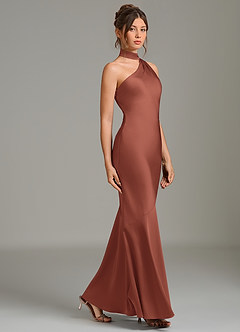 Azazie Jalissa Bridesmaid Dresses Auburn Mermaid One Shoulder Stretch Satin Dress image4