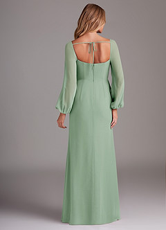 Azazie Charissa Bridesmaid Dresses Agave Sheath Long Sleeve Chiffon Dress image6