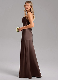 Azazie Grata Bridesmaid Dresses Ganache Mermaid Side Slit Stretch Satin Dress image5