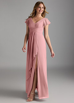 Azazie Omari Bridesmaid Dresses Dusty Rose A-Line Mesh Dress image5