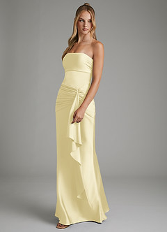 Azazie Janel Bridesmaid Dresses Lemon Sorbet Mermaid Corset Stretch Satin Dress image5