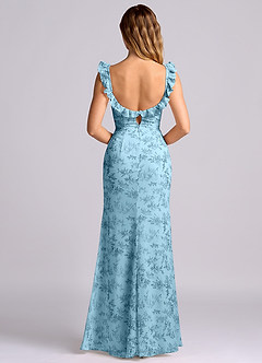 Azazie Callie Bridesmaid Dresses Blue Fern Floral Mermaid Side Slit Chiffon Convertible Dress image7