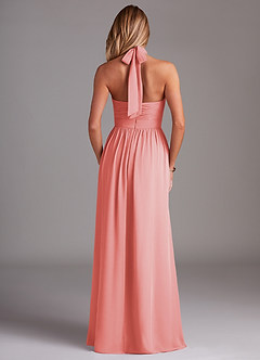 Azazie Avary Bridesmaid Dresses Coral A-Line Pleated Chiffon Dress image8